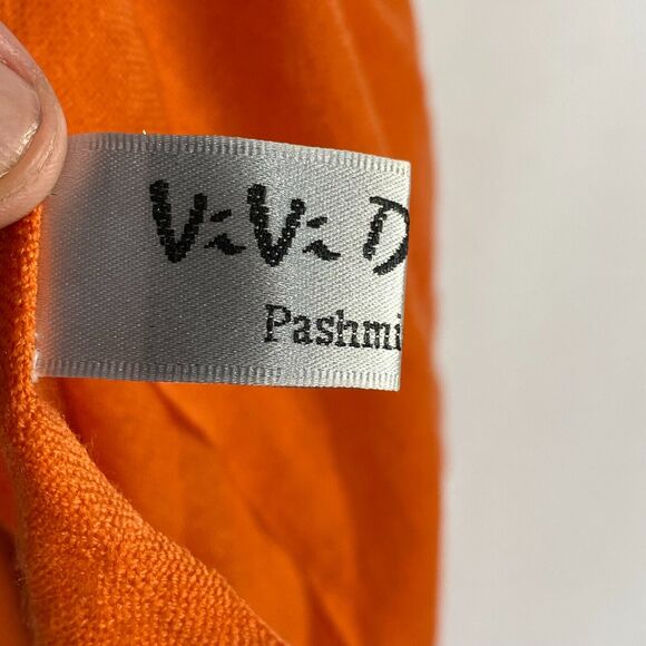 Vivi Designs Pashmina Cashmere Silk Scarf Shawl Orange Oversized - Picture 5 of 8